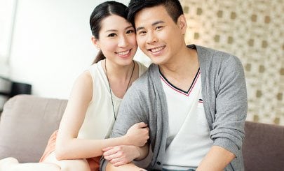 young couple smiling